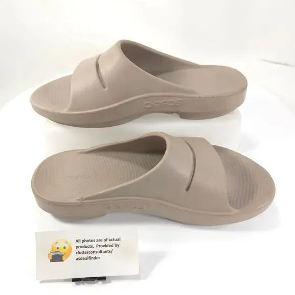 OOFOS Casual Slip On Slide Sandal Womens Size 10 Mens Size 8 41 Beige - Picture 4 of 9
